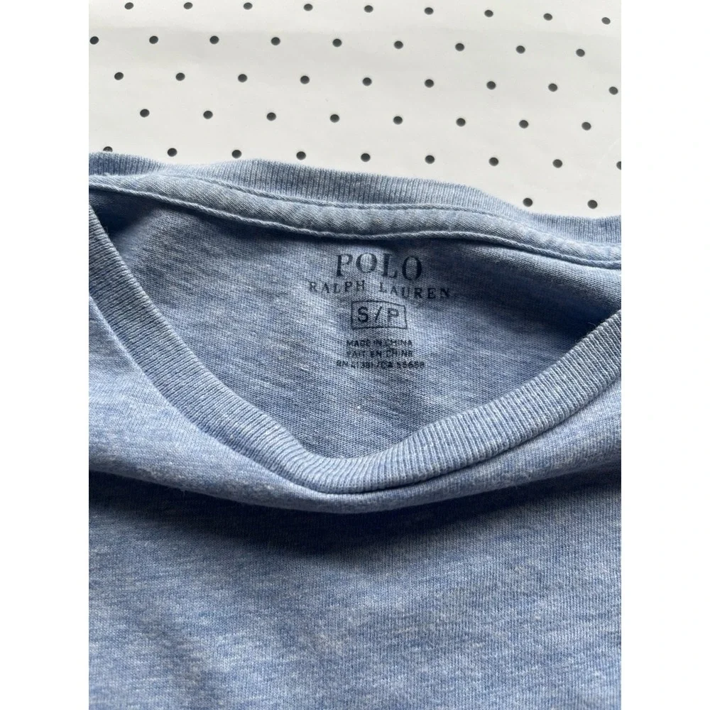 Polo Ralph Lauren Long Sleeve Tee Mens Small Blue Pony Logo Heathered Cotton